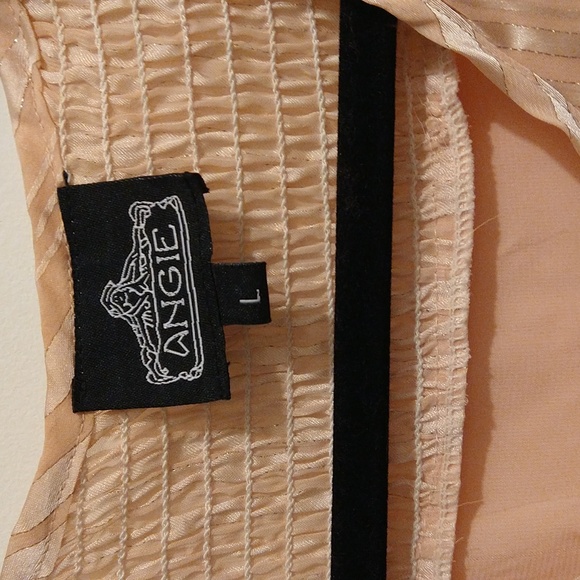 Angie Long Flare Layered Sleeves Pull Over Top Blouse Size L Pink #W-541 - Picture 3 of 13